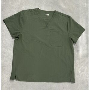 Mandala Scrub Top‎ 2XL Olive Green V-Neck Stretch Medical Uniform